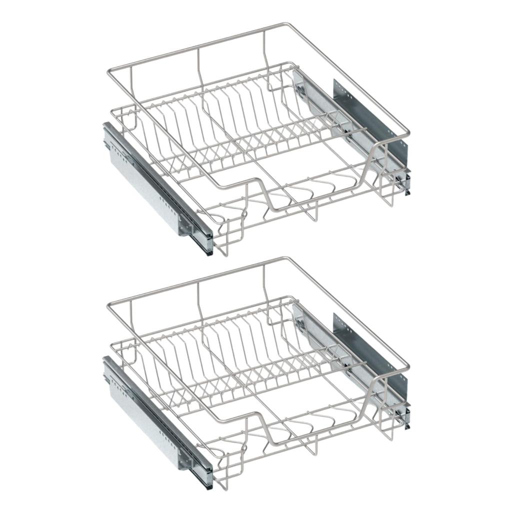 Extendable Kitchen Cabinet Organizer PullOut Drawer Storage Basket under Shelf Double