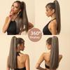 EASIHAIR Long Straight Wrap Around Clip In Ponytail Hair Extension Synthetic Pony Tail Fake Hair Brown Blonde False Afro Hairpieces Wig