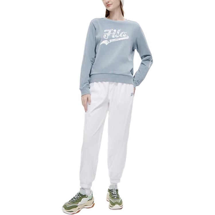Fila Fusion Letter Logo Simple Loose Knit Pullover Long Sleeve Sweatshirt Women sweatshirt Navy-Blue T11W242204F-LB
