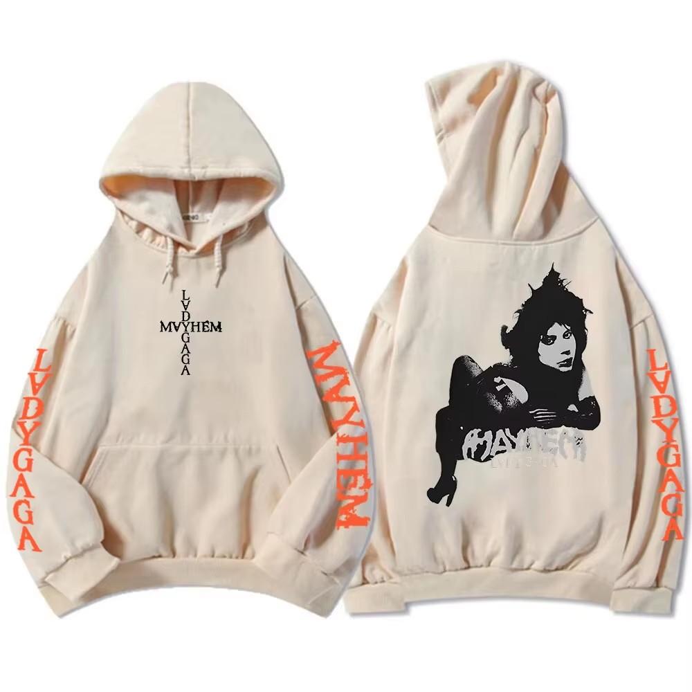 Hooded Pullovers Lady Gaga Mayhem Album Graphic Hoodies Hip Hop Unisex Streetwear Long Sleeve Loose Oversized Y2k Male Sweatshirts Print Hoody