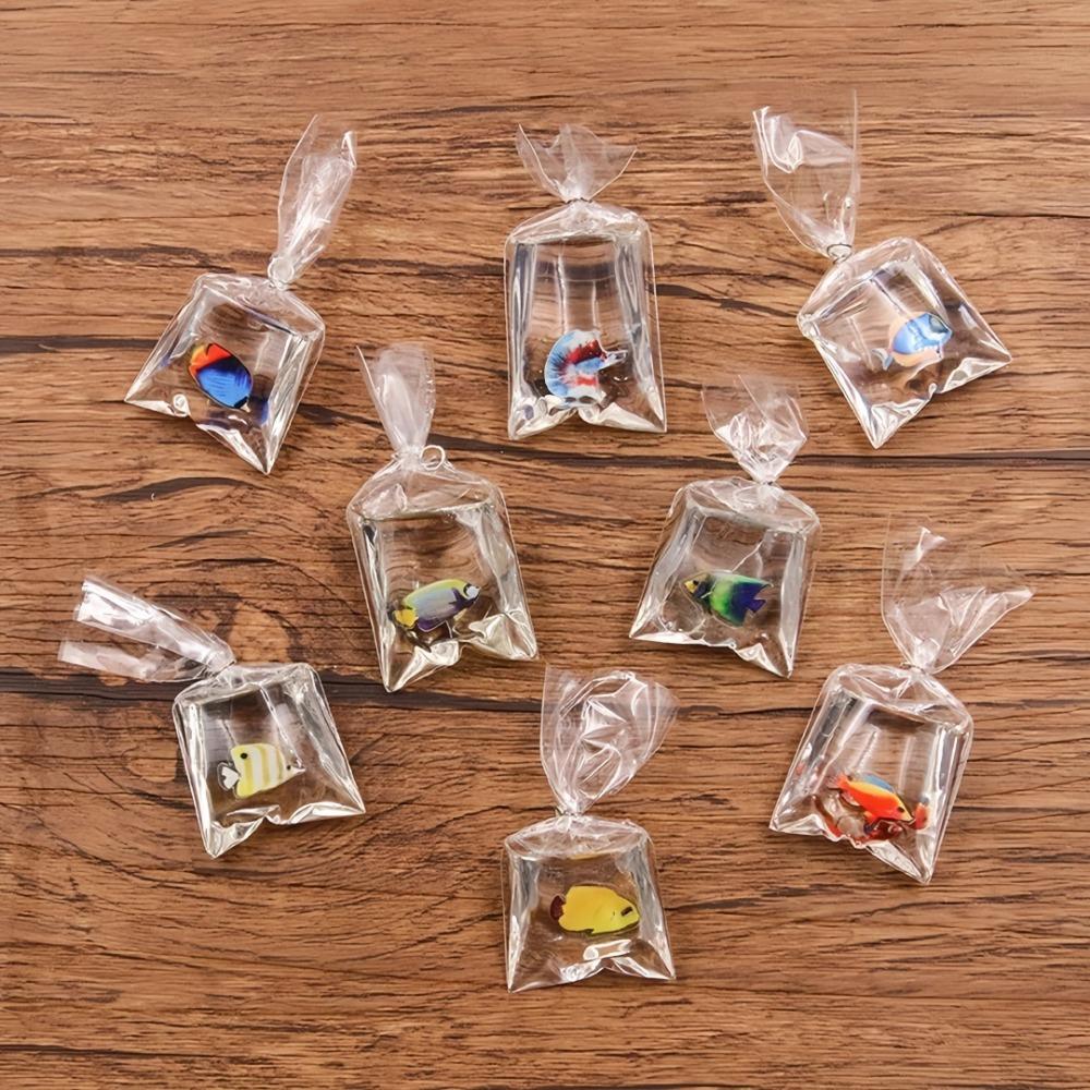 5pcs Simulated Goldfish Water Bag Transparent Resin Drip Glue Water Bag Fish Material Suitable for Keychain Jewelry Production
