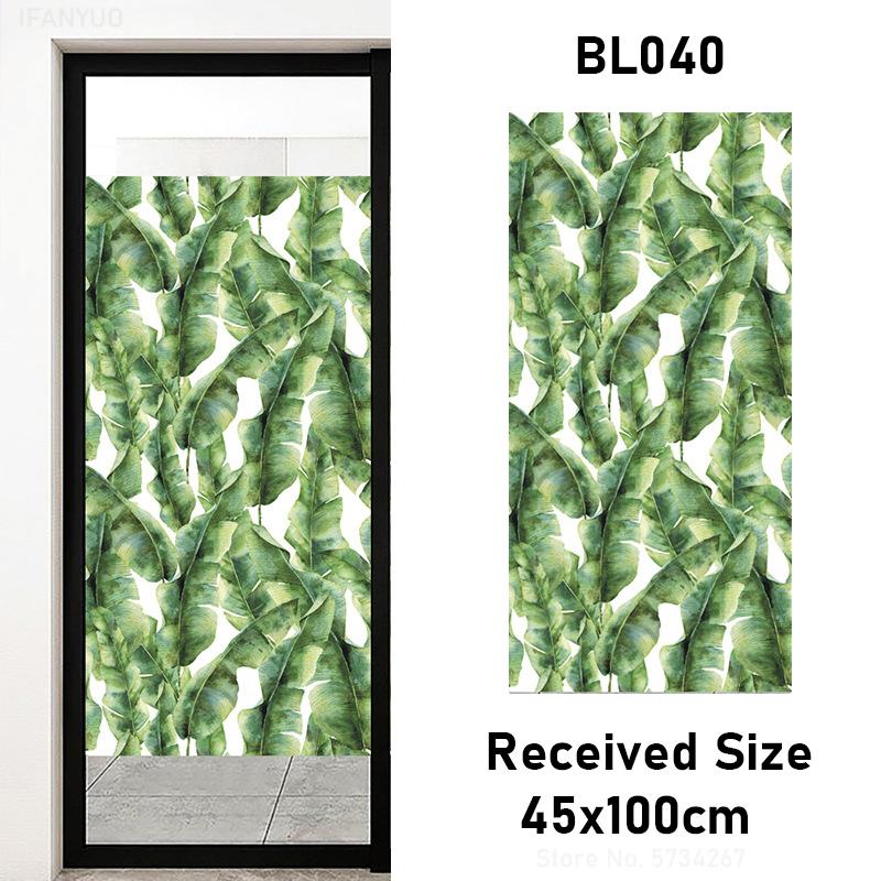 Matte Tropical Plants Flower Animal Window Glass Electrostatic Stickers Decorative Privacy Protection Film Glue Free Removable