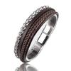 High Quality Stainless Steel Leather Bracelets For Men Six Color Punk Curb Cuban Link Chain Bracelets On the Hand Jewelry Gifts