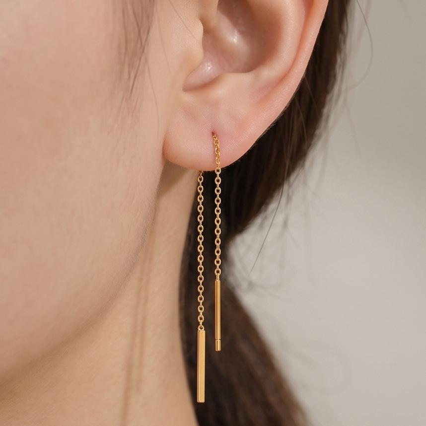2026 New Stainless Steel Tassel Long Chain Earrings for Women Elegant and Trendy Long Drop Earrings