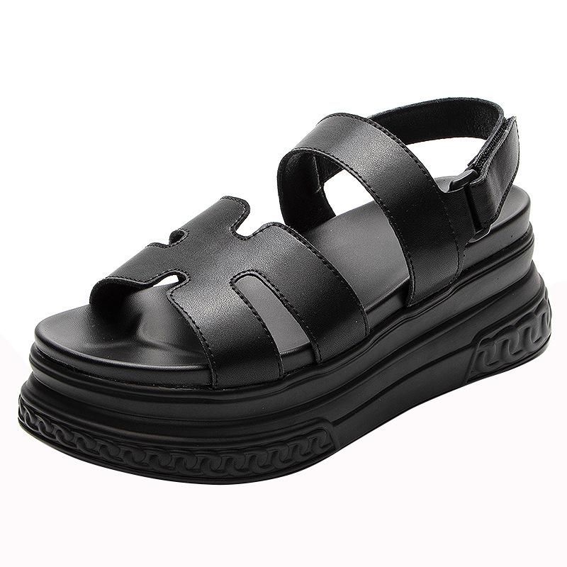 7CM Luxury Designers 2024 Fashion Leather Women Platform Sandals Chunky Sports Wedge Shoes For Woman Summer Students Shoes Large