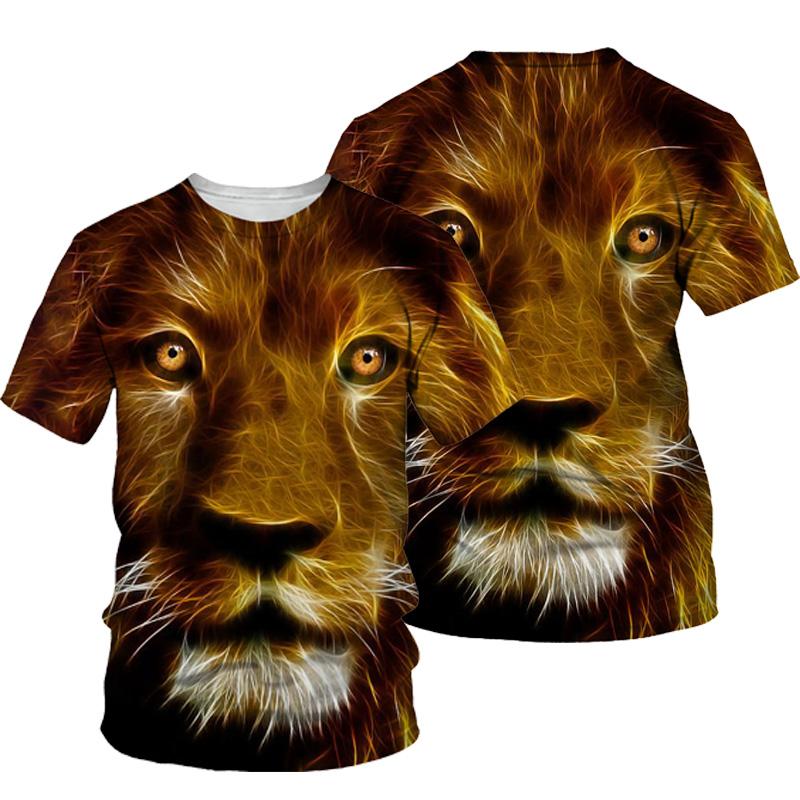 3D Lion Print T-shirt Men Summer New O Neck Short Sleeve Tees Tops Fashion Style Male Clothes Casual T-shirts