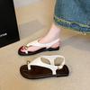 Fashion CRLAYDK Sandals for Women Flat Strap Beach Ring Toe Flip Flops Fashion Soft Leather Walking Slippers Summer Casual Slides