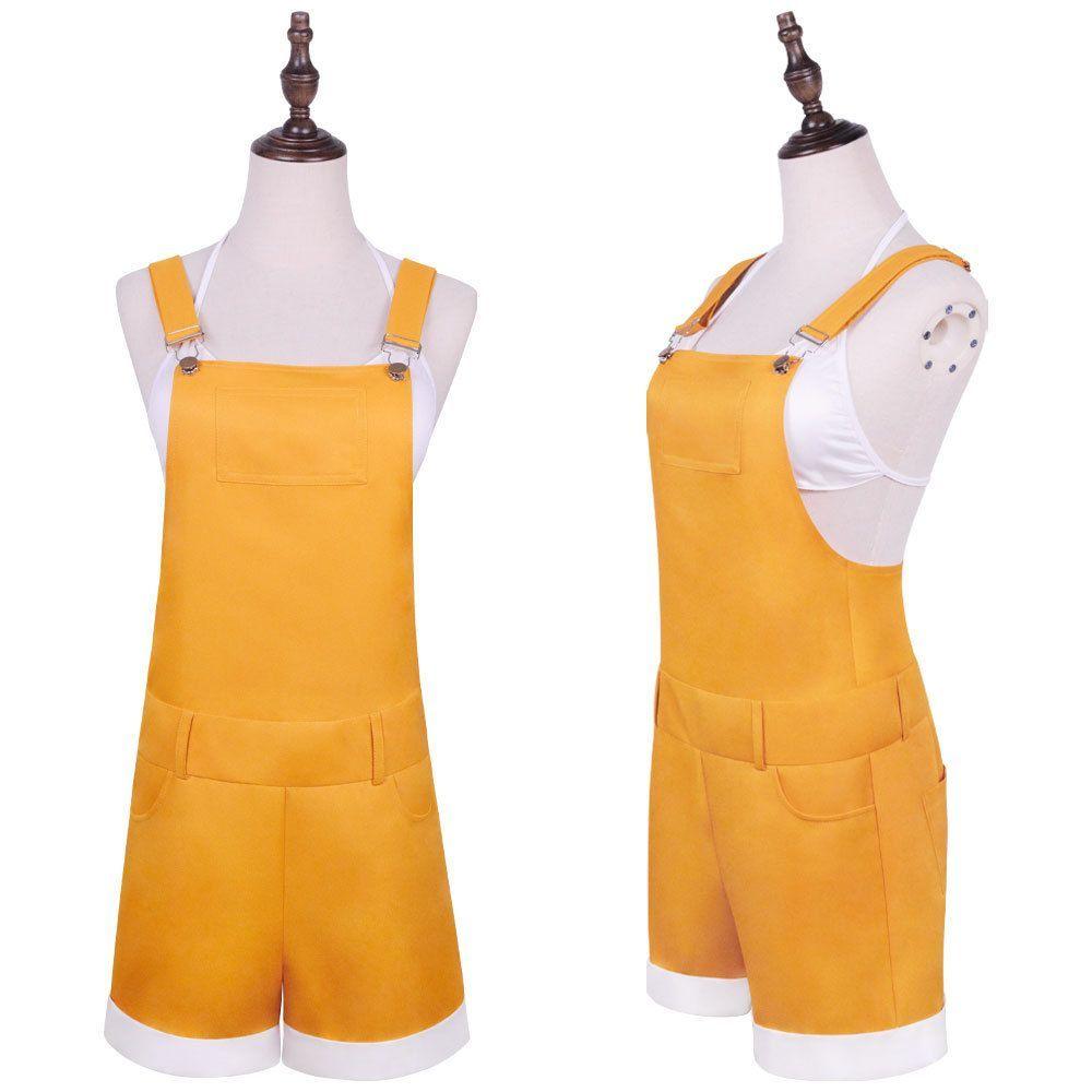 Women One Piece Nami Cosplay Costume Elder Girls Yellow Overalls Jumpsuit Sleeveless Rompers Suit Party Halloween Costume