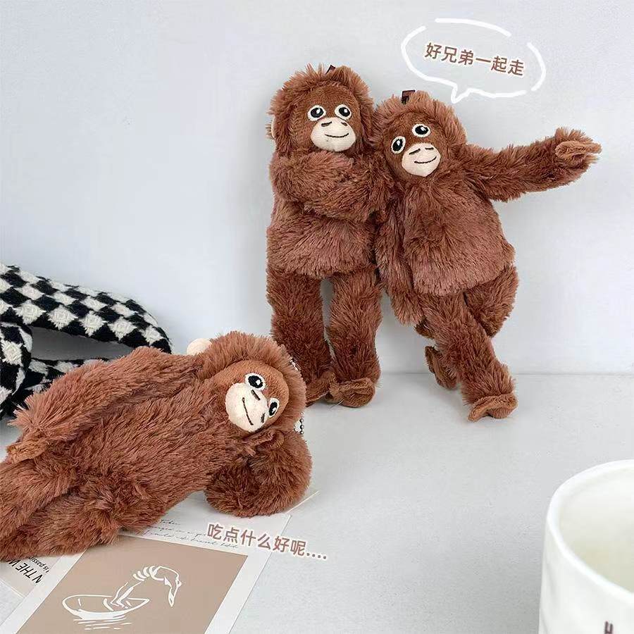 Kleiner Affenanhänger Plüschtier Tier Orang-Utan Plüschtier Taschenanhänger Weiches Stofftier Rucksack Schlüsselanhänger Geschenk für Fans