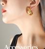 Minimalist C-Shaped Textured Earrings: Titanium Steel Plated 18K Gold - European & American Style for Autumn/Winter (F229)