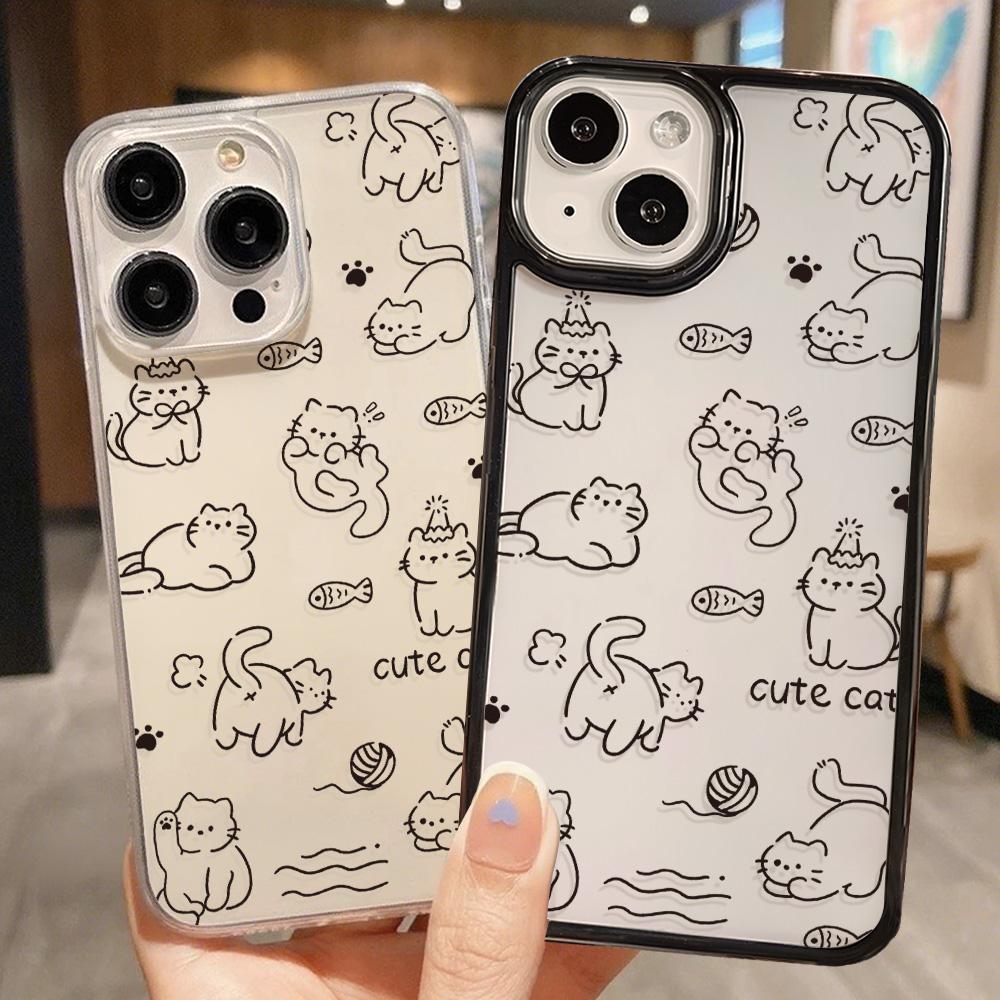 Acrylic Phone Case for iPhone 11 12 13 14 Pro 12 14 16 Pro Max for Samsung A16 A36 A56 S24 FE High-quality Painted Anti-fall Mobile Phone Case