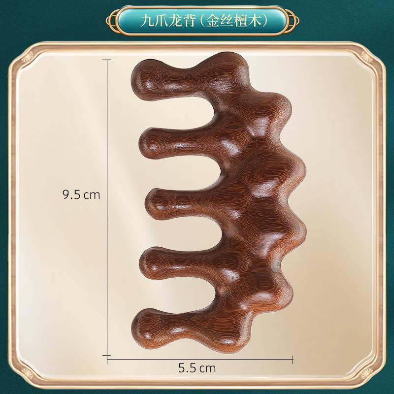Portable Five-Claw Natural Sandalwood Massage Comb Wood Head Meridian Scalp Therapy Comb for Hair Styling and Relaxation