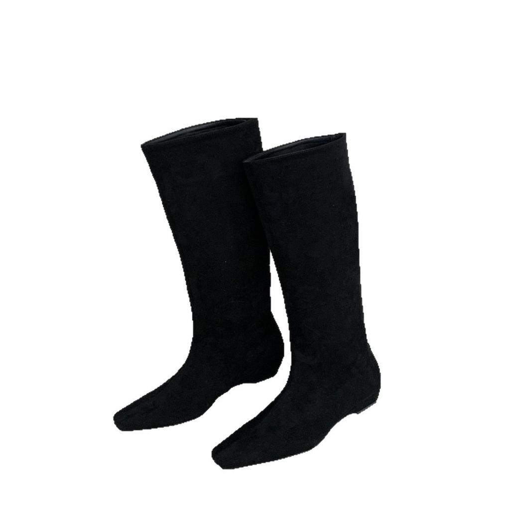 2025 autumn and winter new Korean version square head low heel high zipper thin boots children's versatile fashion knight boots