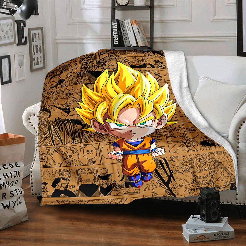 1PC Goku, Super Saiyan Blanket Soft Warm All Season Throw for Sofa, Bed, Car, Office Vibrant Colorful Design, Durable & Cozy Gift