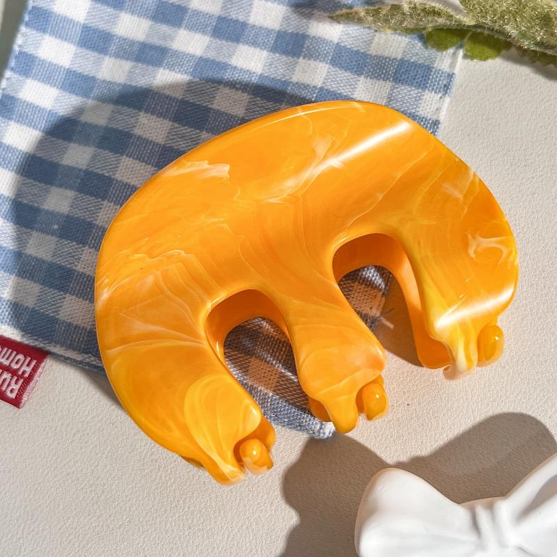 M-shaped Pumpkin Claw Clip High-end Marble Ponytail Hair Clip Back of The Head Updo Shark Clip Hair Accessory