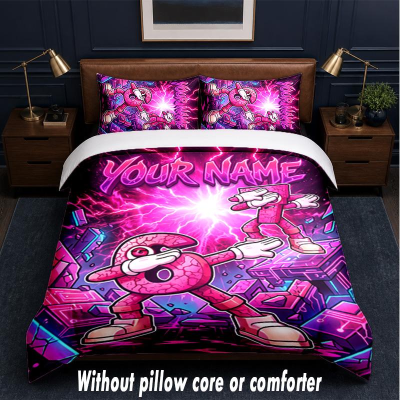 Neon Theme Custom Text Or Name 3Pcs Bedding Set,1 Flat Sheet & 2 Pillowcases Personalized Home Bedding