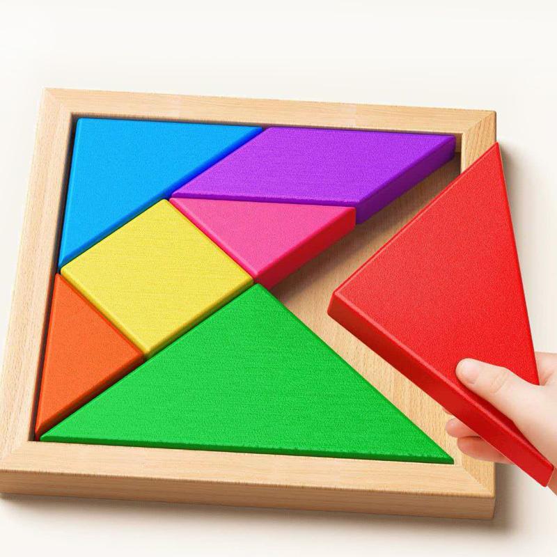 Wooden Tangram Puzzles for Kids Geometric Shape Educational Toys Brain Logic Blocks Students Back to School Gifts