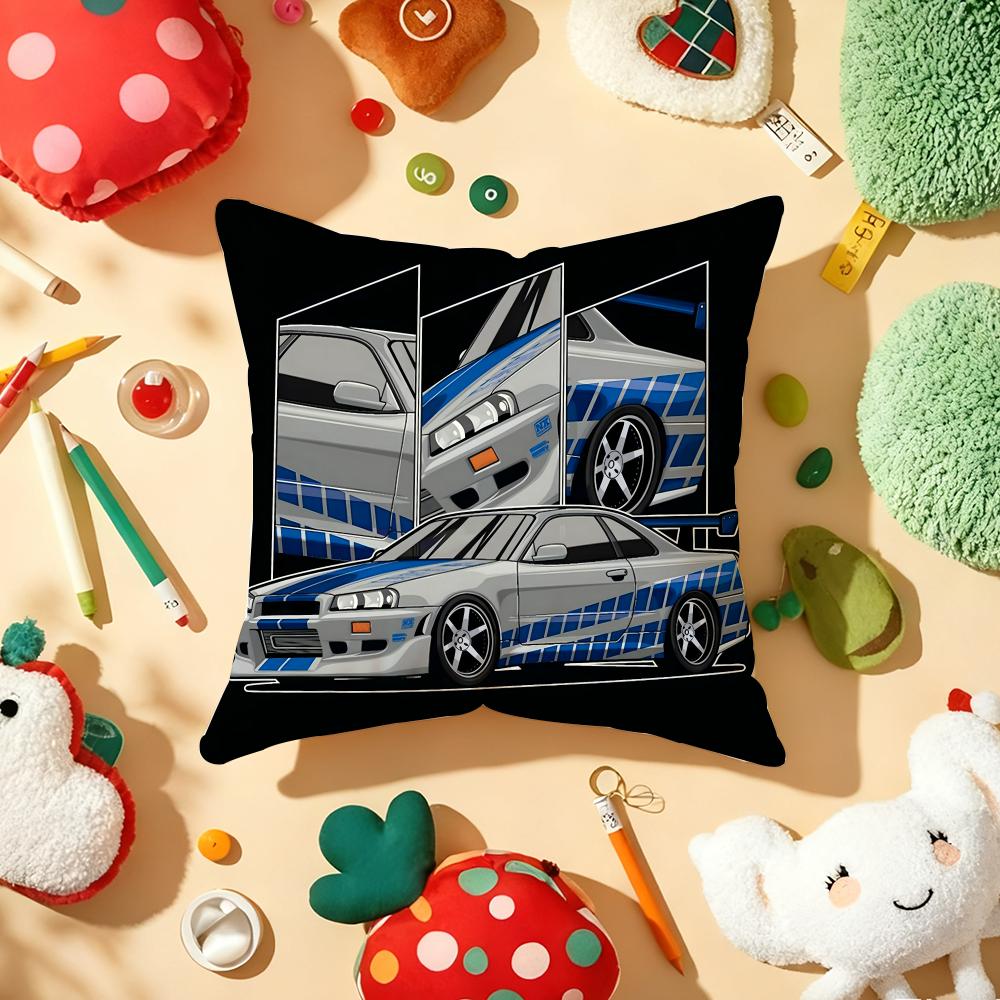 F-Fast And F-Furious R-R34 Cushion Cover Plush Fabric Soft Double-Sided Printed Sofa Warm Winter Home Gift Pillow Cover