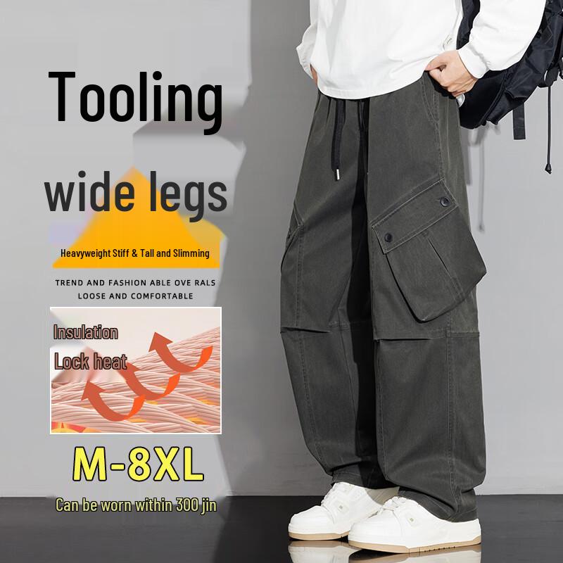 Top Youth Men's Vintage Washed Straight-Leg Loose Cargo Pants