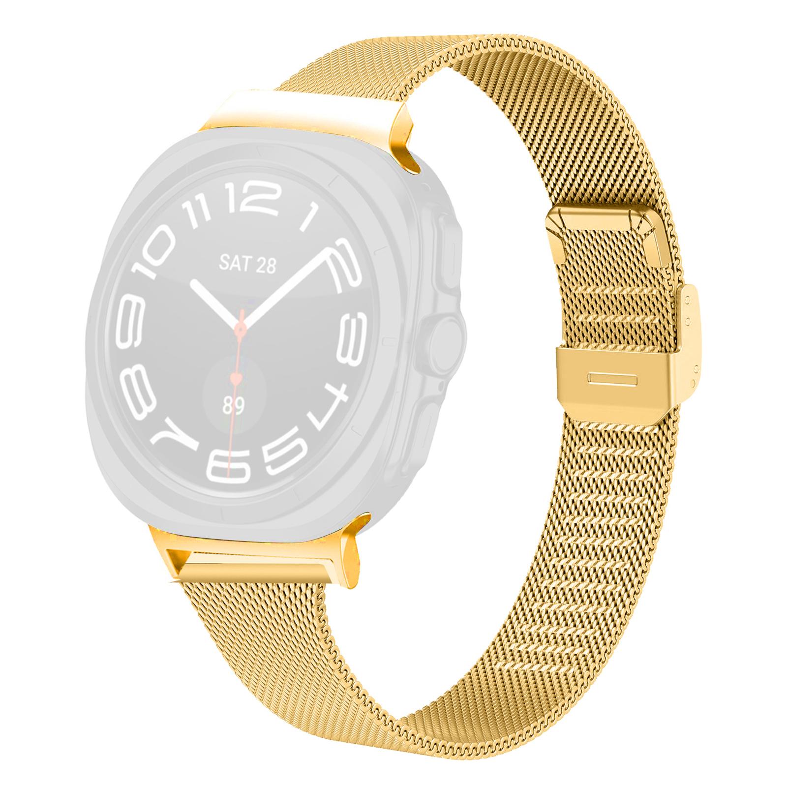 

Electroplating Milanese Band for Samsung Galaxy Watch Ultra (2025) 47mm Stainless Steel Mesh Watch Strap Gold