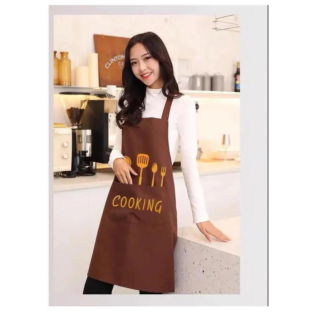 Cute Flower Kitchen Household Oil-Proof Cooking Apron For Women Children Kitchen Men Waterproof Adult Coffee Baking Accessories