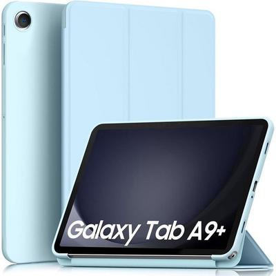 Protective Case - E.F.Connection - for Samsung Galaxy Tab A9 Plus - Blue - Foldable Stand - Automatic Flap