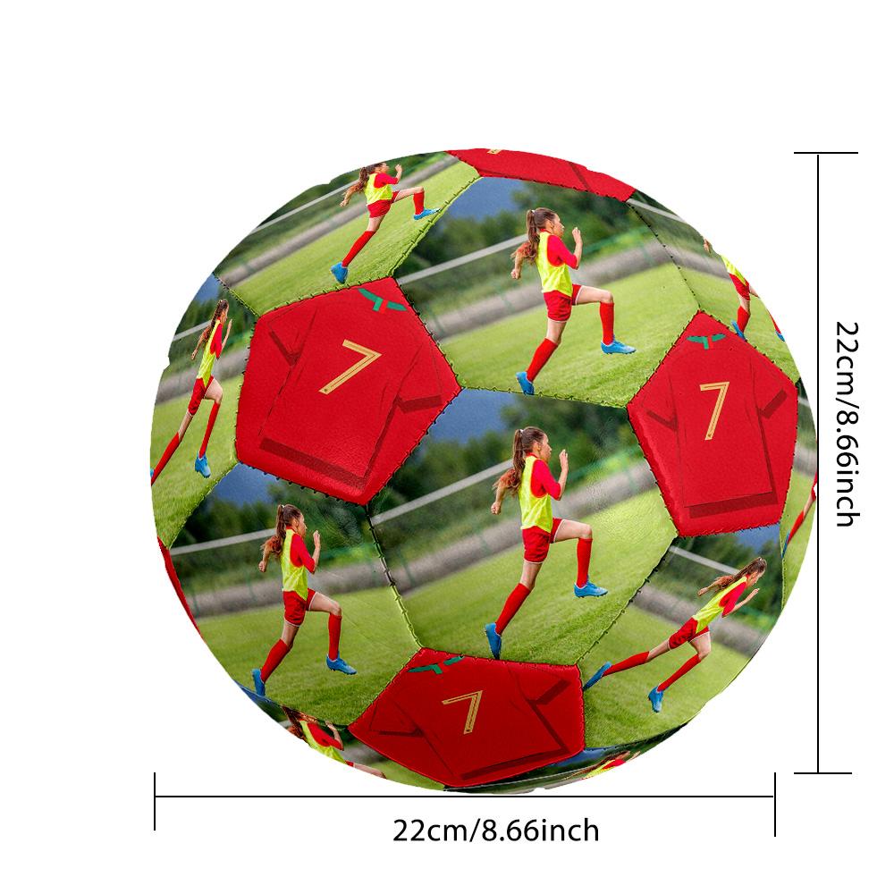 Girl Soccer Field. Customizable Photos Size 5 Soccer Ball Machine Sewn Indoor/Outdoor Training and Matches Perfect for Customized Gifts