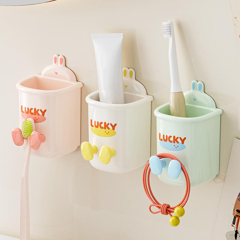 Niedlicher Cartoon Zahnbürstenhalter Zahnbürsten-Aufbewahrungsständer Wandmontiert Badezimmer Elektrische Zahnbürste Zahnpasta Aufbewahrungsbox