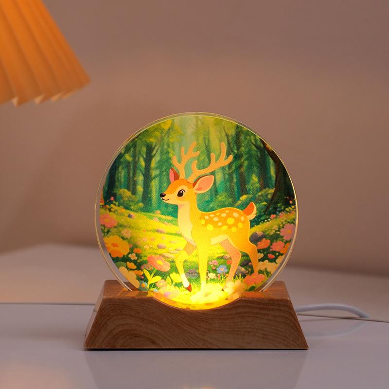 Crystal Disc Luminous Night Lamp Bedside Lamp Ambient Desk Lamp Creative Gift Desktop Decoration Ornament