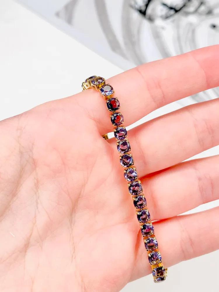 Gold-set Zircon Gemstone And Diamond Full Diamond Bracelet
