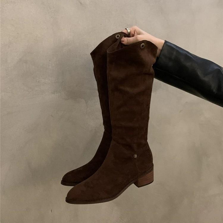 Suede two-wear stacking boots, new outdoor western cowboy boots V-port long knight boots in autumn and winter 2026