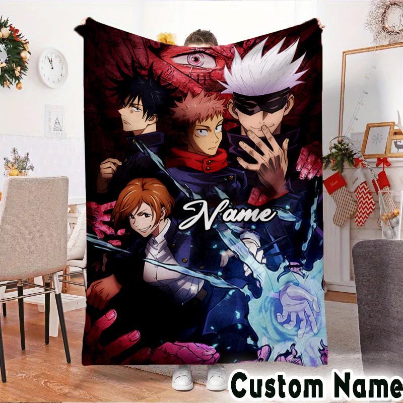 Custom Name Jujutsu Power Throws Blanket Flannel Blankets for Couch Bed Gifts for Men Women Picnic blanket Christmas fan gifts