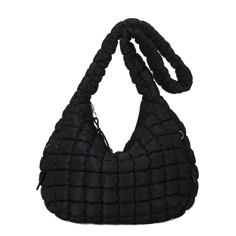 Wrinkled Cloud Bag, Women's Bag, Fashionable Single Shoulder Crossbody, Double-sided Pull Large Capacity Cotton Clothing Tote Bag