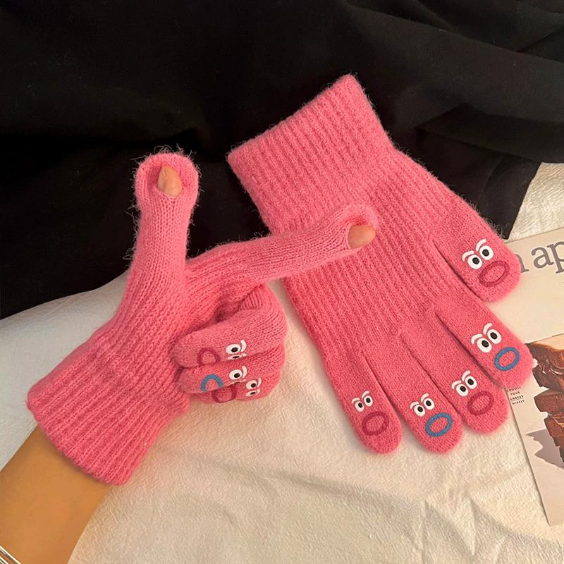 WTEMPO 1Pair Couple Warm Plush Gloves Outdoor Cycling Touch Screen Soft Gloves Autumn Winter Cold-proof Windproof Full Finger Gloves