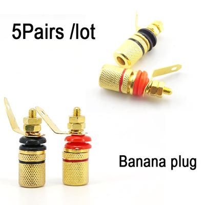 5pairs (5 Black+5 Red ) Gold-Plated Banana Plugs Insulation Sound Terminals Anti-impact Speaker Terminals Banana Jack Socket