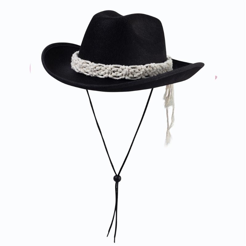 Fedoras Cowboy Hat Black Wide Brimmed Cowboy Hat Surprise Gift for Boyfriend