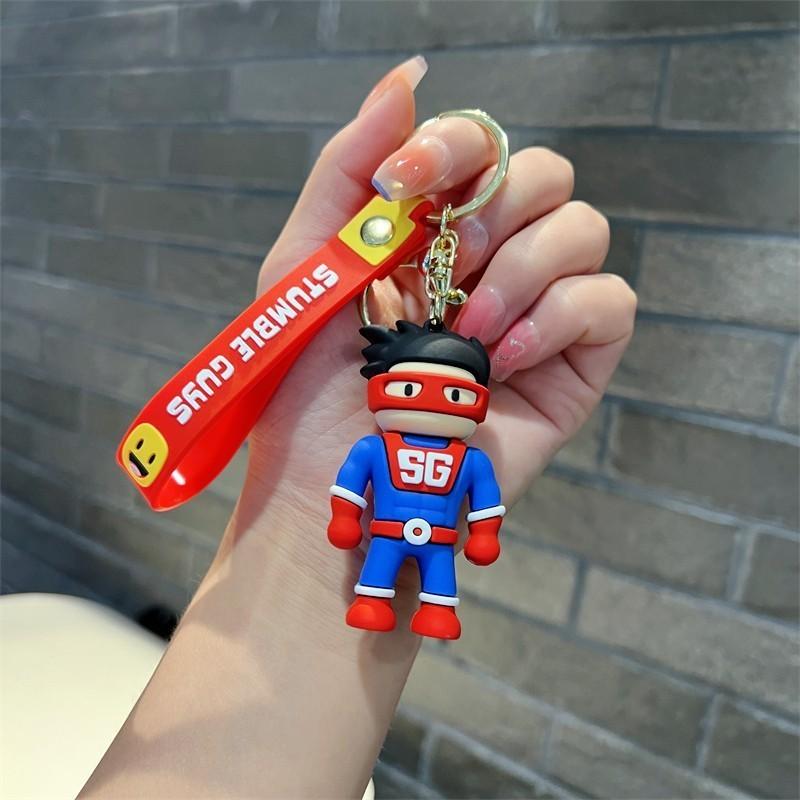 Adorable Cartoon Stumble Guy Keychain Cute Rubber Bag Charm Key Accessory