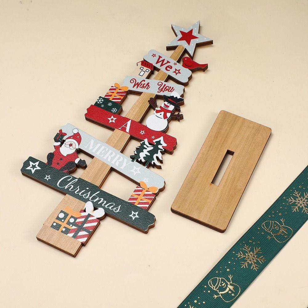 Creative Christmas Tree Desktop Decoration Wooden Letter Christmas Signs Plaque DIY Craft Santa Claus Tabletop Sign Home Decor
