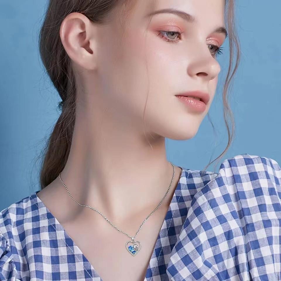 Animal Design Charming Bear And Girl Friendship Pendant Necklace Ideal Festivals For