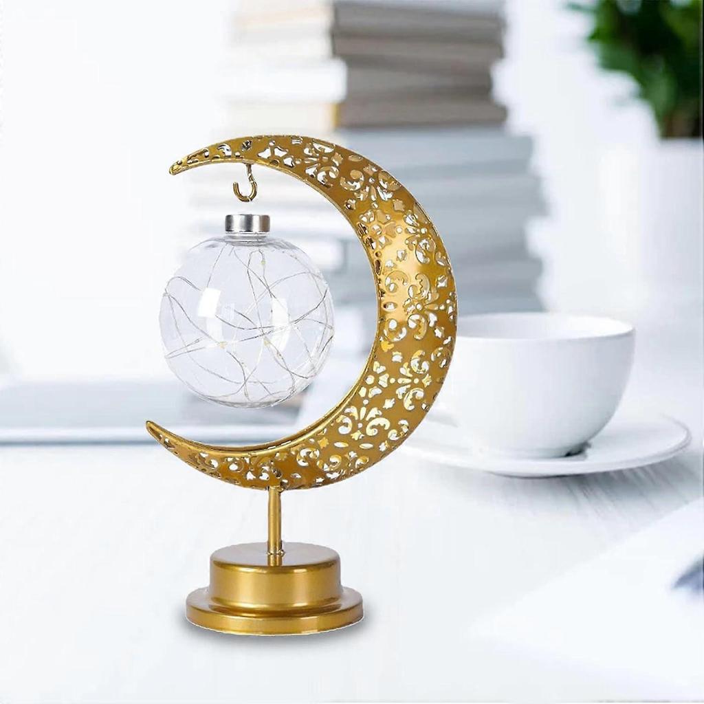 LED iron moon lamp decorative lamp with bracket table lamp spherical type