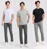 [Skin friendly and elastic] Langdeng men's round neck T-shirt summer long staple cotton short sleeved top breathable sports base shirt