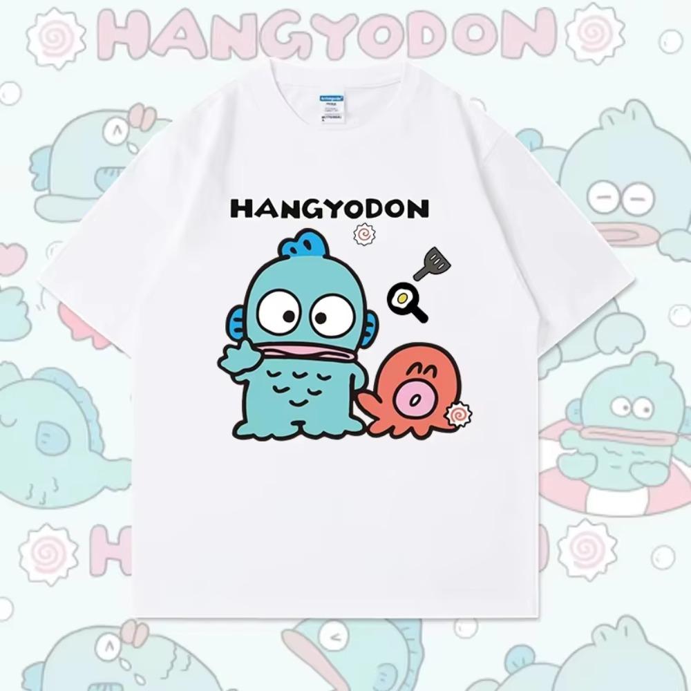 Cute Hangyodon Printed Shortsleeved Tshirt Summer Casual Loose Cotton Tops Womens Cartoon Clothes Tshirt Comfortable
