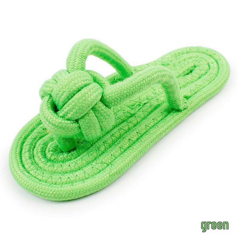 Hand-Woven Cotton Rope Puppy Teething Slippers - Durable, Teeth Cleaning Knot Toys
