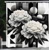 black and white shower curtain misty tall trees woodland natural landscape fabric bathroom decoration shower curtain with hook