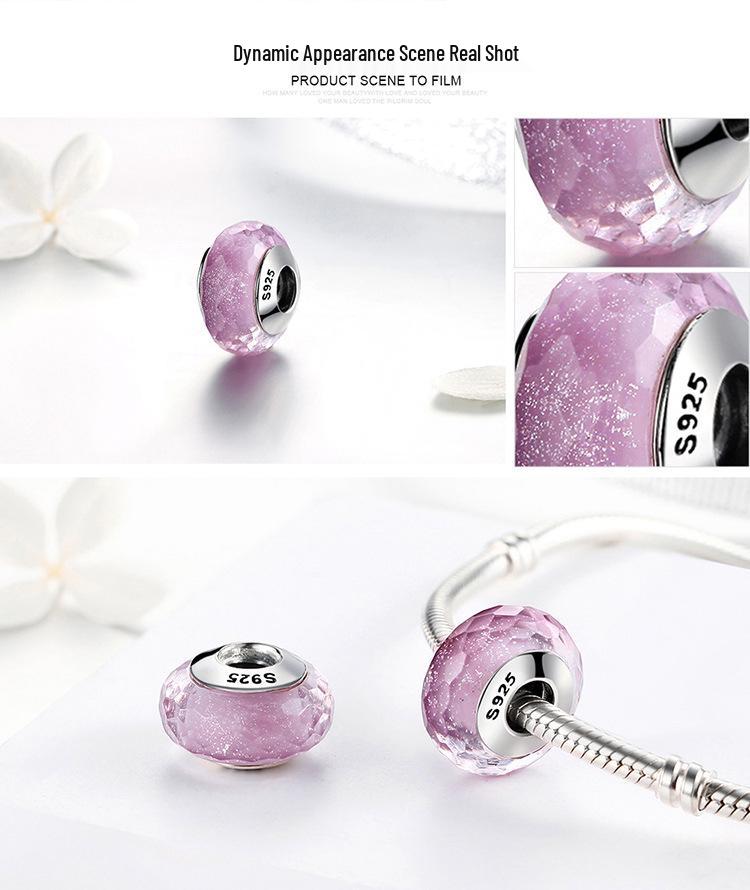 S925 Sterling Silver Bracelet with Shining Cut Glass Beads - DIY Bead Jewelry Accessories