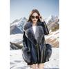 Leather Jacket Women's Fur Medium and Long Coat Jacket with Cotton Environmentally Friendly Fox Fur Trench Coat Large Size Autumn and Winter