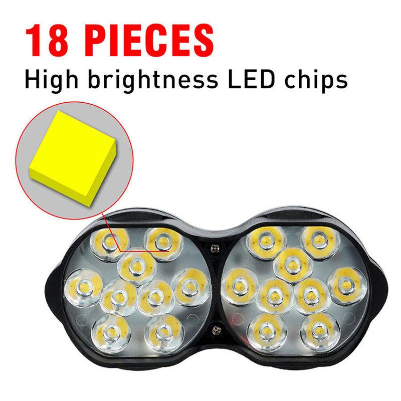 12V Waterproof Motorcycle Spotlight: High Brightness LED, 18 Beads, Electric Bike Headlight