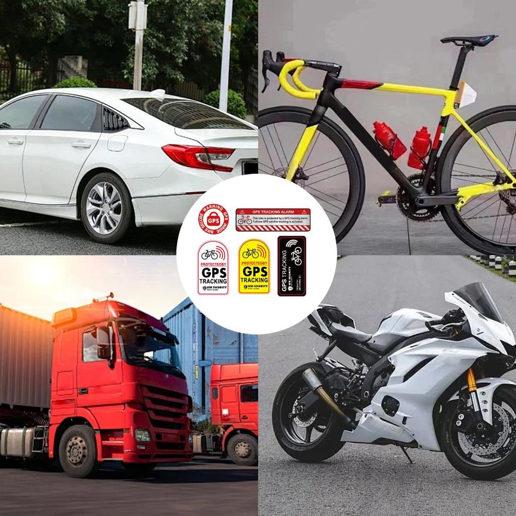 Bicycle Anti-Theft Stickers GPS Tracking Reflective Stickers Car Stickers Warning GPS Tracking Stickers Set