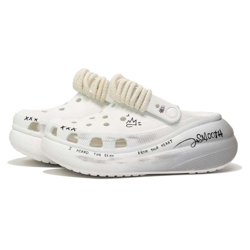 Crocs Crush Clog Cream Heart Dust EVA Comfortable Campus Texture Trend Graffiti Casual Fashion Versatile Clogs Unisex Grey-White