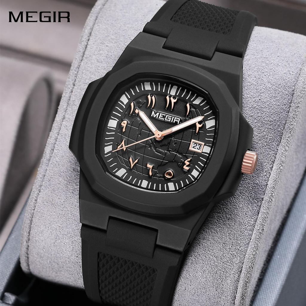 Megir 43MM Irregular Dial Men Watches Quartz Waterproof Sport Casual Wristwatch Clock Date Gifts for Man Montre Homme 8119